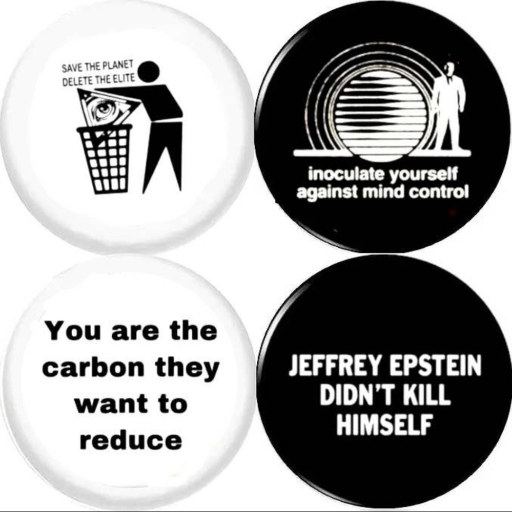 Conspiracy theory set of 4 New Large 2.25" inch pins buttons badges